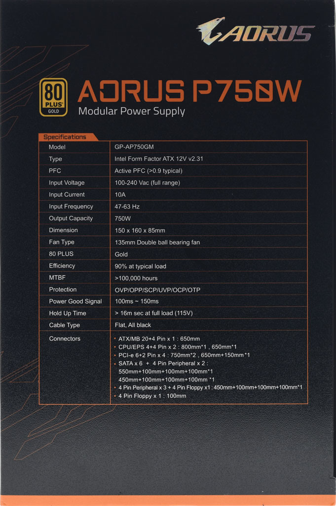 AORUS AP750GM 750W金牌全模組化電源開箱