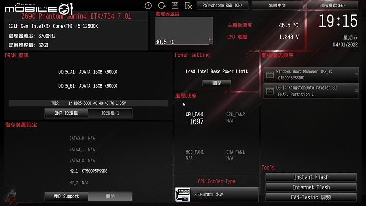 點我看大圖 小體積也有 TB4 華擎 Z690 Phantom Gaming-ITXTB4 開箱