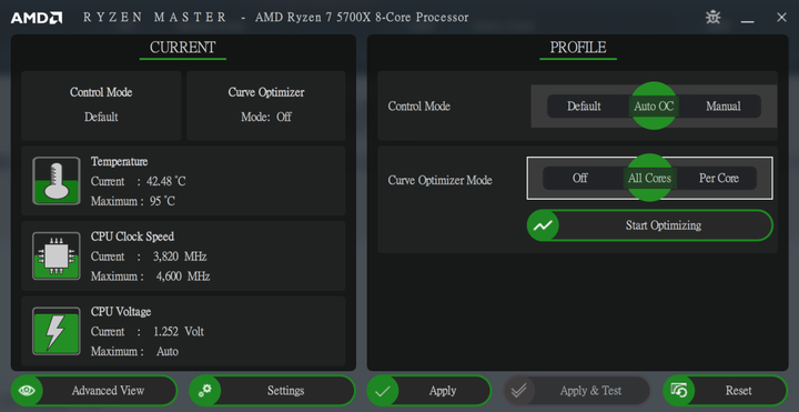 AMD R7-5700X 上機測試，省電又涼快