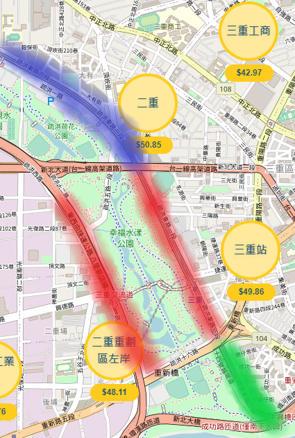 二重 重劃 左右岸分布