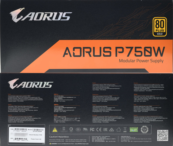 AORUS AP750GM 750W金牌全模組化電源開箱