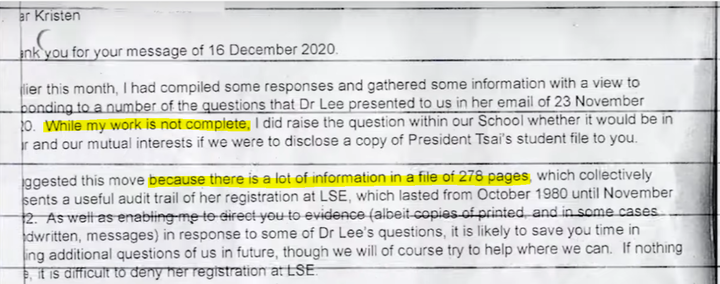 蔡英文捏造、LSE串供提供不實口試委員名單?