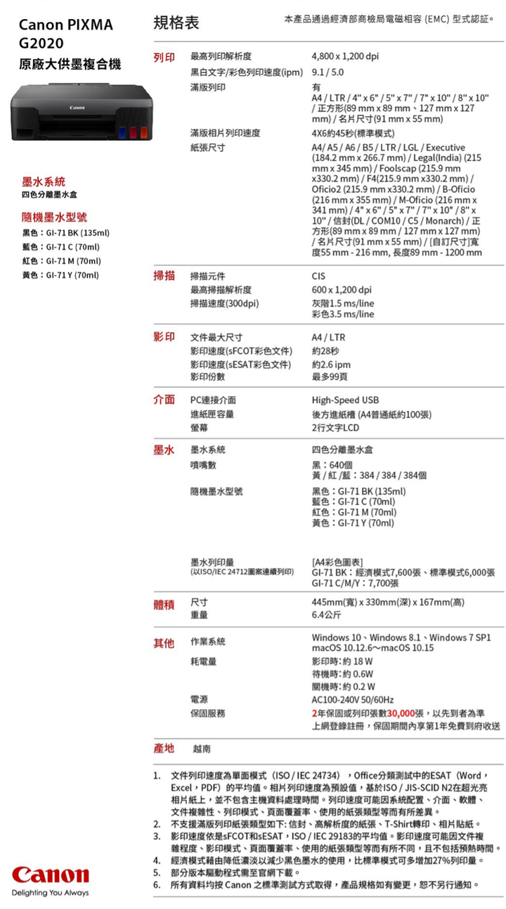 Canon G2020 VS L3210 挑哪台？
