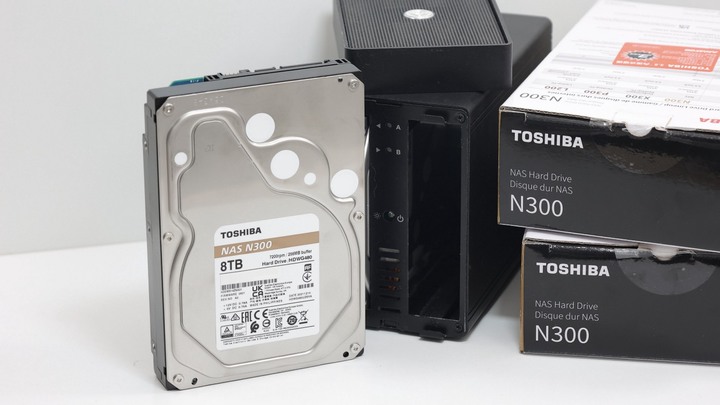 NAS 專用硬碟 TOSHIBA N300 8TB，兩顆一起做 RAID 0