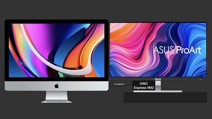 Thunderbolt 3 高速外接統一儲存空間 8TB。OWC Express 4M2 搭配四條 Micron Crucial P5 Plus 2TB