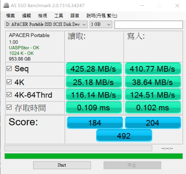 Apacer AS722 1TB TypeC 外接SSD