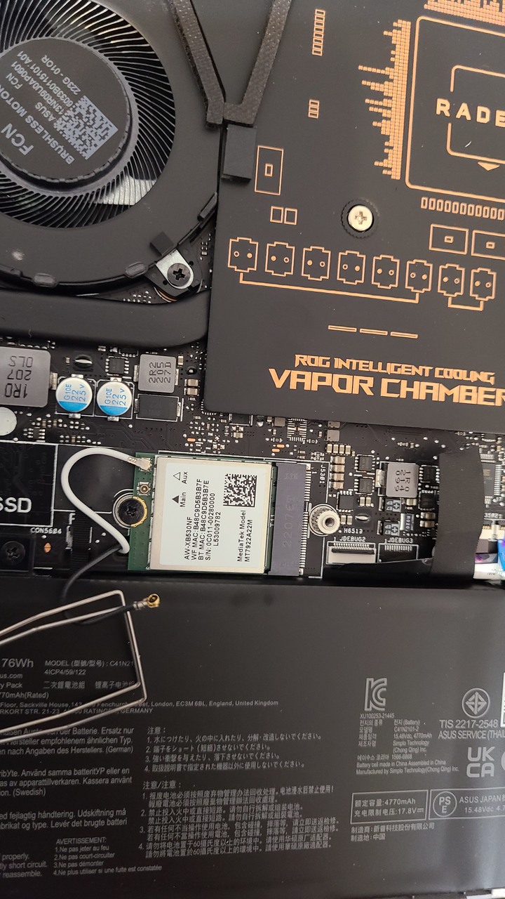 點我看大圖 (※更換網卡) ASUS G14 2022 月光白開箱 日規GA402RK-R76RX6800SWL
