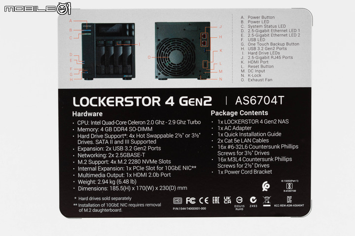 ASUSTOR Lockerstor AS6704T NAS 開箱實測 以 2.5 Gbps、4 SSD 配置的效能儲存裝置