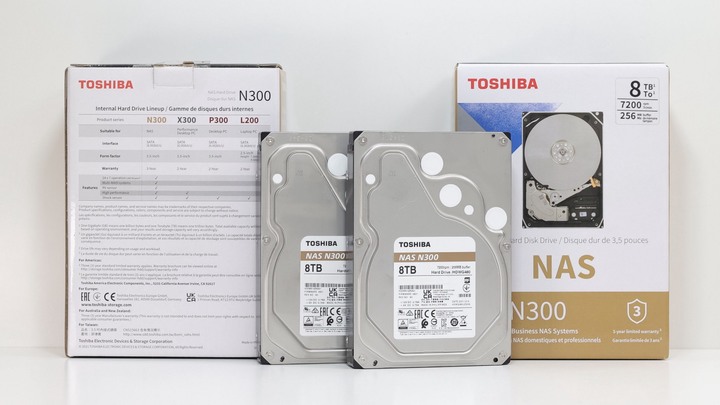 NAS 專用硬碟 TOSHIBA N300 8TB，兩顆一起做 RAID 0