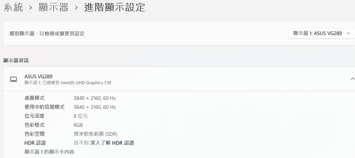 ASUS VG289Q 看Youtube沒有4K選項