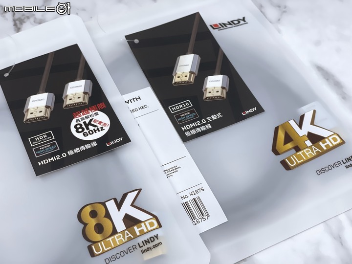 [開箱] WaveSplitter威世波 HDMI 2.1線、LINDY林帝 鉻系列 HDMI 2.0極細線+轉向接頭