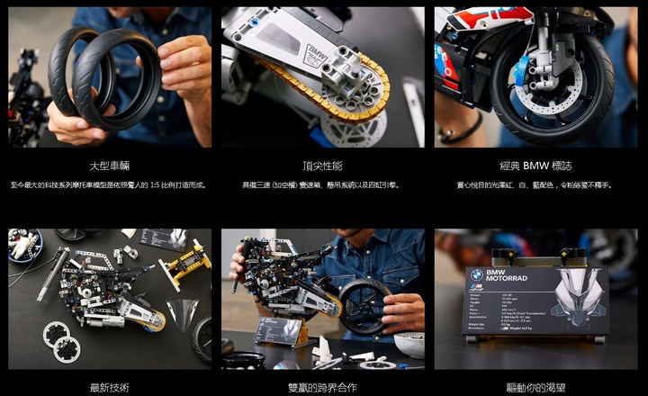 點我看大圖 首踏LEGO樂高!開箱把玩、展示一把罩BMW M1000RR (42130)