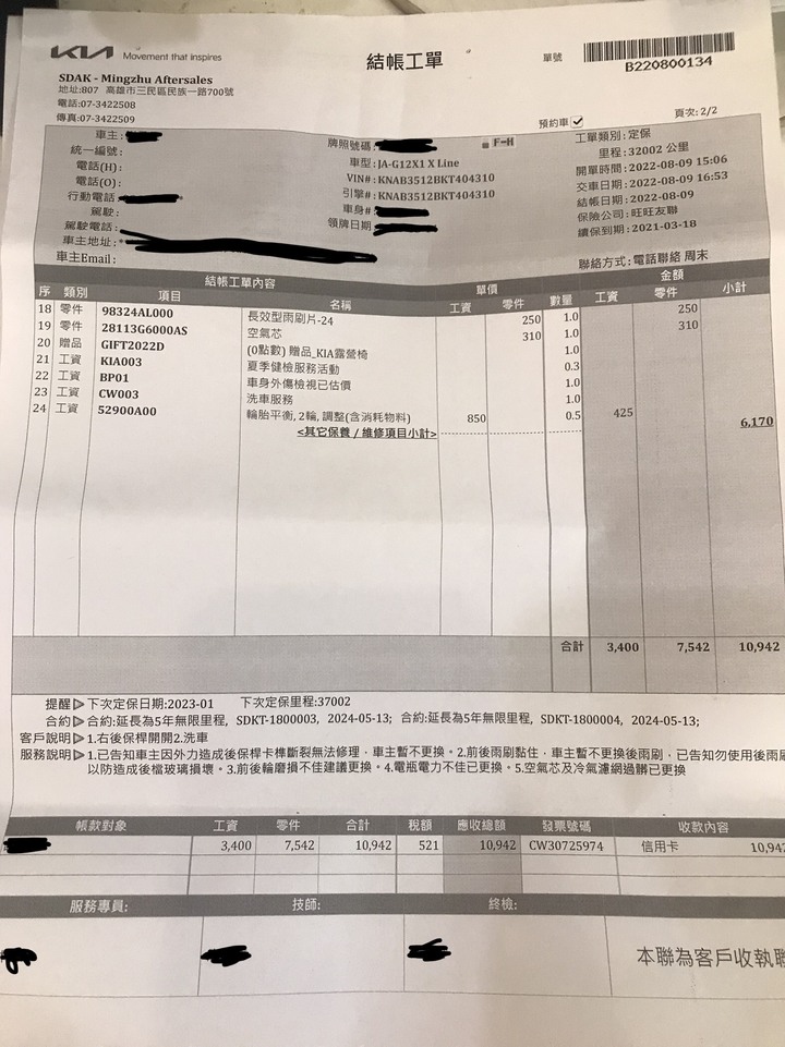 請大家幫我看一下這樣的保養費合理嗎？是否可以砍掉什麼？