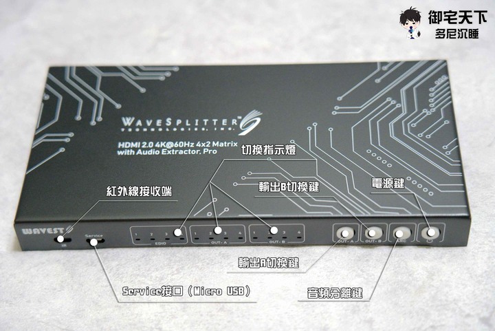 開箱|【WAVESPLITTER 威世波】HDMI 2.0 4K @60Hz 4 X 2 矩陣切換器帶音源分離專業版(WST-PMX001)