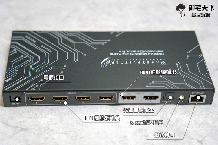 開箱|【WAVESPLITTER 威世波】HDMI 2.0 4K @60Hz 4 X 2 矩陣切換器帶音源分離專業版(WST-PMX001)