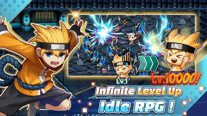 《開心忍者村Online：放置型成長RPG》休閒2D放置型 RPG 從見習忍者到影忍！共度忍者的人生！| 透過無窮無盡的升級和獎勵而成長 充滿樂趣的開心忍者村！