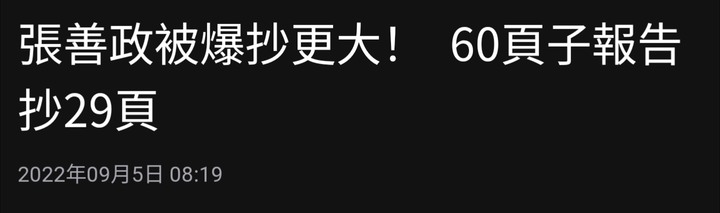 張善政被爆抄更大！60頁子報告抄29頁
