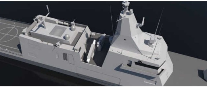 德國造船廠展示，新型 2000噸防空. 防潛 .反艦 有直升機庫巡防艦。台灣海軍??