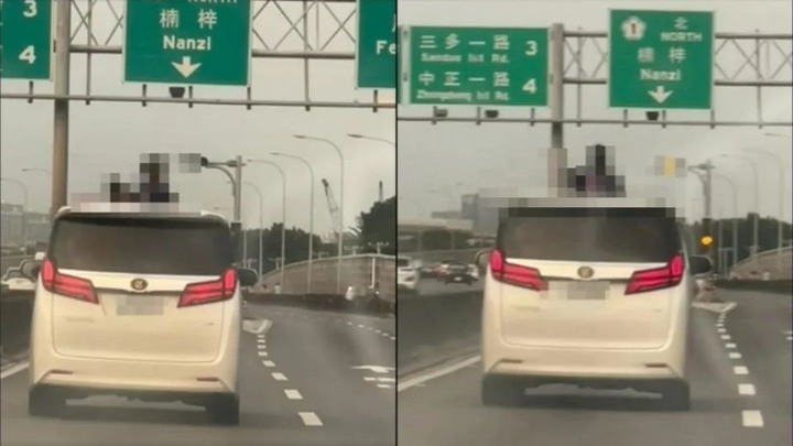 2女童國道開天窗吹風恐挨罰 網罵翻:「繼父母開的車?」