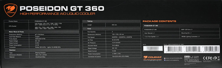 Cougar Poseidon GT 360一體式水冷散熱器簡介及測試