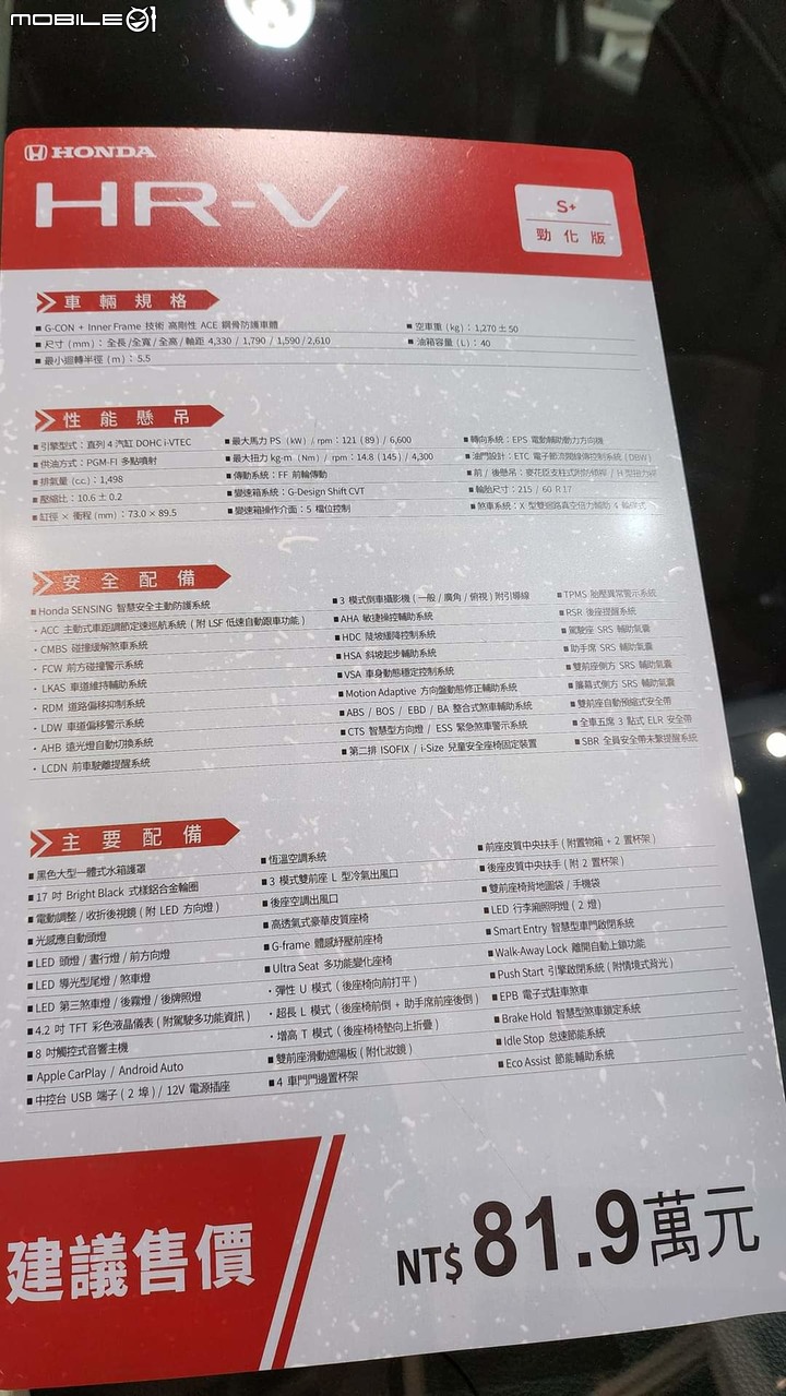 2022 HRV尊榮版-白 開箱分享