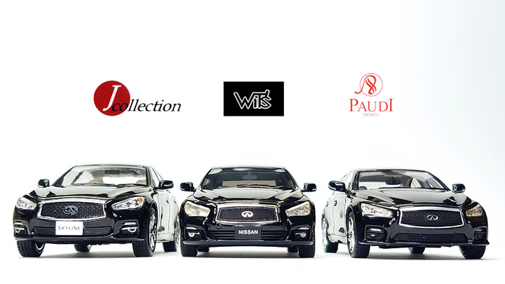 三大品牌1:43比例黑色Infiniti Q50模型車特色分享