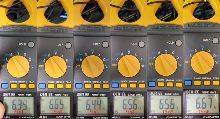 海韻SS-2X8P-12VHPWR轉換模組線電流及溫度測試
