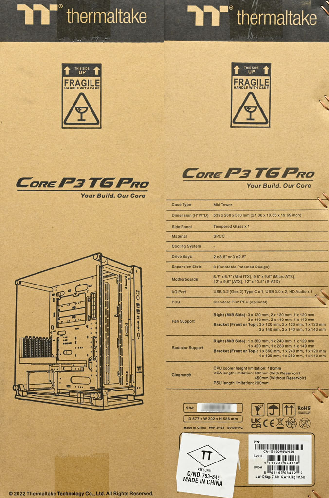 Thermaltake Core P3 TG Pro Snow Edition機殼開箱
