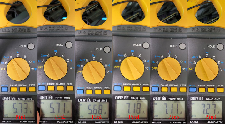 海韻SS-2X8P-12VHPWR轉換模組線電流及溫度測試