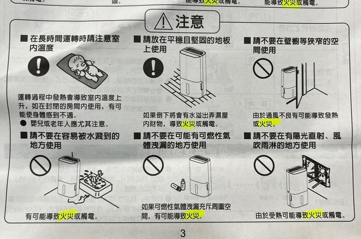 從國際牌(F-Y16EN)除濕機使用手冊～~告訴我們如何避免電器火災!