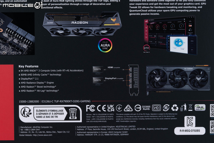 ASUS TUF RX 7900 XT O20G GAMING 顯示卡開箱實測 以嶄新設計迎接效能推升
