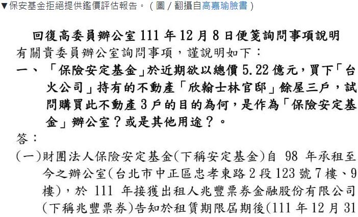 保安基金砸5億買豪辦「幫台火解套」? 高嘉瑜批:救命錢成冤大頭