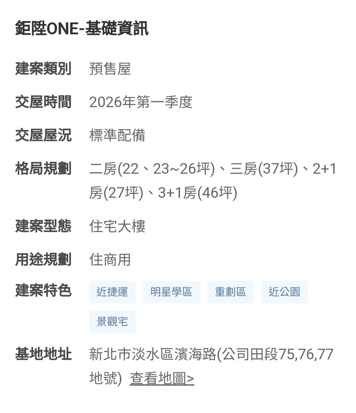 淡水地王級景觀宅“鉅陞ONE”賞屋