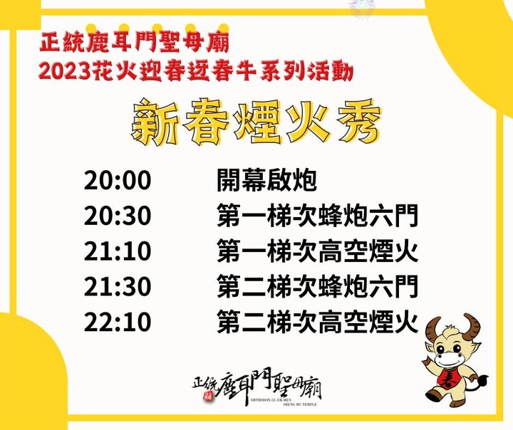 全台最大「元宵煙火秀」來了!2023台南鹿耳門40分鐘璀璨煙火點亮夜空