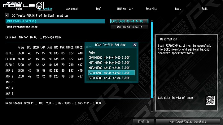 點我看大圖 支援雙平台低電壓Crucial DDR5-5600 32GB kit低電壓, 輕鬆直上 6200!!