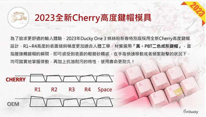 採用 Cherry MX 軸還有熱插拔，Ducky 2023 新春特別版 One 3 蛛絲粉機械鍵盤開箱