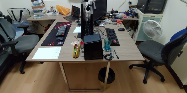 DIY組裝原木桌板電腦升降桌