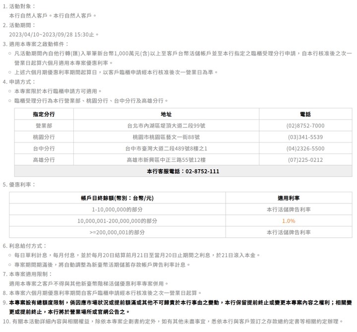 王道高額活儲優惠