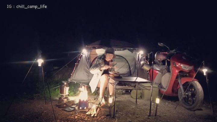 單人女子機車野溪露營，夏天營地分享
