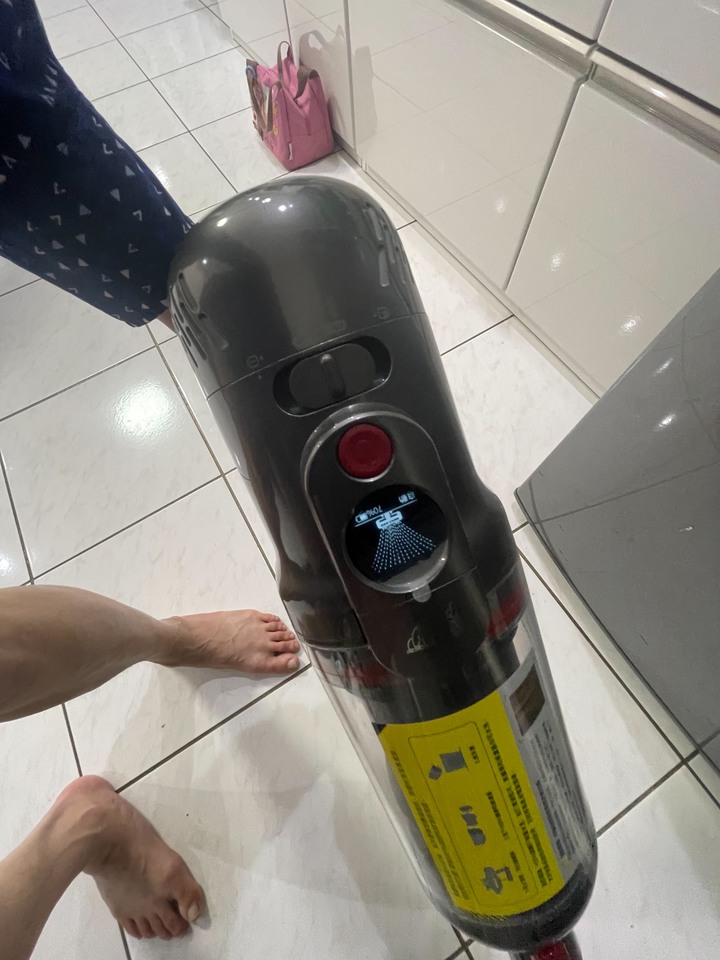 點我看大圖 Dyson +好事多抹布+迪卡儂護膝 VS 小狗吸塵器