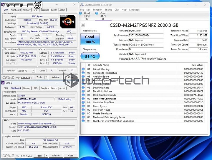 ASRock A620主機板支援PCIe Gen 5 NVMe SSD