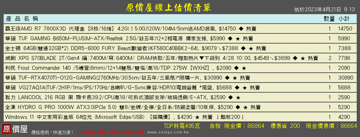 第二次組電腦(第一次十年前)，幫看4070TI的單。