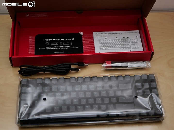 點我看大圖 HyperX Alloy Origins Core -PBT 紅軸 TKL 開箱