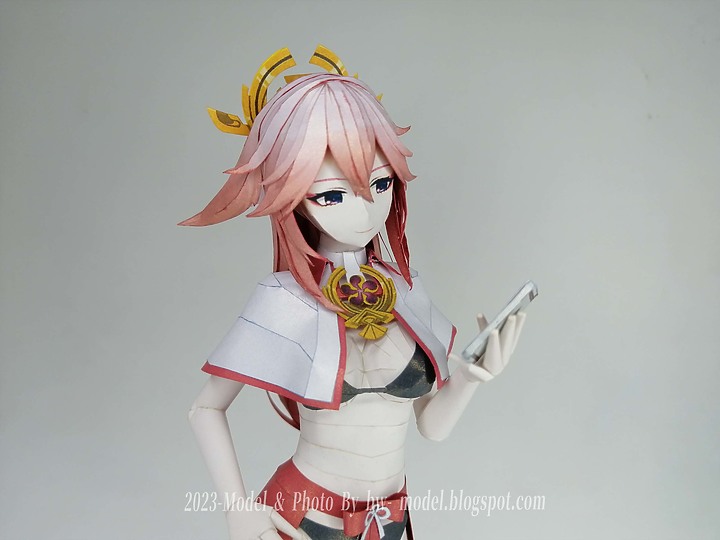 點我看大圖 原神 浮世笑百姿 八重神子 紙模型 製做 Genshin Impact Yae Miko ペーパークラフト