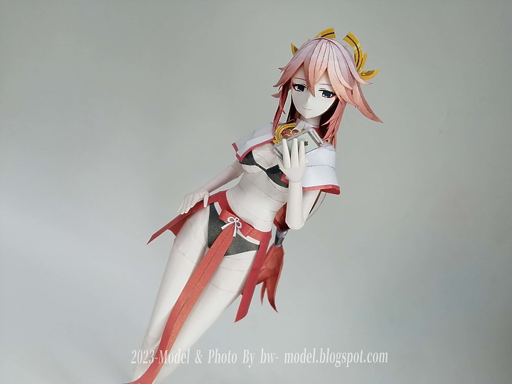 點我看大圖 原神 浮世笑百姿 八重神子 紙模型 製做 Genshin Impact Yae Miko ペーパークラフト