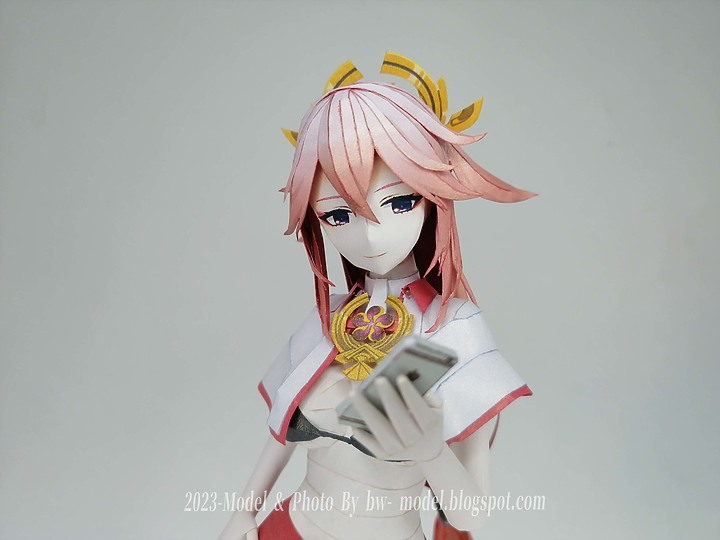 點我看大圖 原神 浮世笑百姿 八重神子 紙模型 製做 Genshin Impact Yae Miko ペーパークラフト