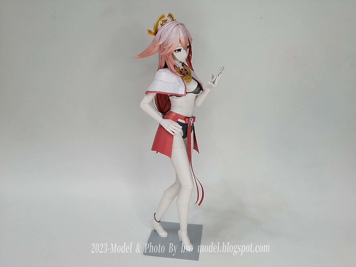 點我看大圖 原神 浮世笑百姿 八重神子 紙模型 製做 Genshin Impact Yae Miko ペーパークラフト
