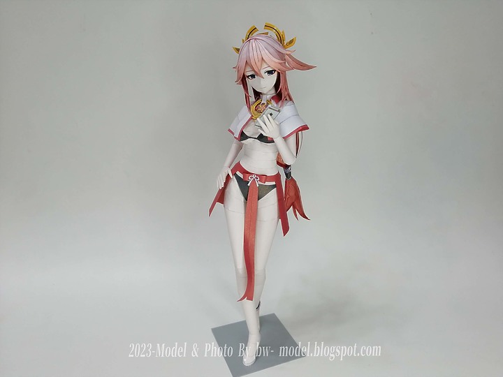 點我看大圖 原神 浮世笑百姿 八重神子 紙模型 製做 Genshin Impact Yae Miko ペーパークラフト
