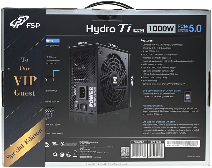 點我看大圖 FSP Hydro Ti PRO 1000W ATX3.0 PCIE5.0鈦金全模組化電源開箱