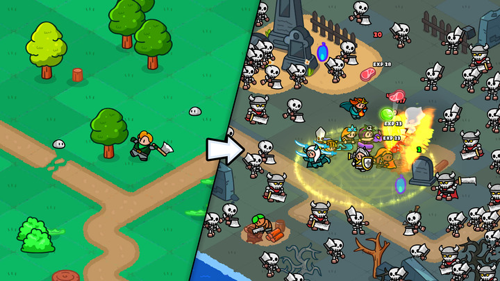 《轟隆隆傭兵團》Rumble Heroes : Adventure RPG Q 版童話繪本可愛風格的 RPG | 蒐集資源 建設村莊 酒館招募英雄 組成小隊 擊敗擄走公主的暗黑騎士團